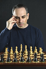 Image showing Man playing chess