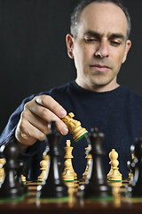 Image showing Man playing chess