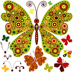 Image showing Set abstract butterflies 