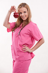 Image showing Attractive blonde female caucasian nurse doctor