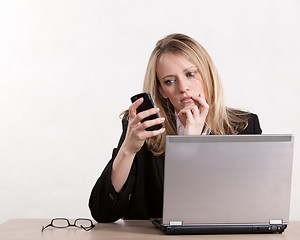 Image showing Attractive thirties caucasian blonde businesswoman