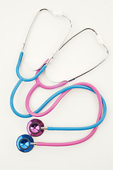 Image showing pink and blue stethoscopes