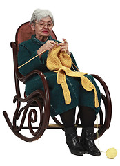 Image showing Old woman knitting