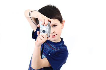 Image showing small boy photographing vertical with digital camera