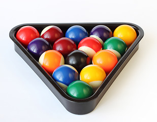 Image showing Brightly colored pool or billiard balls on white