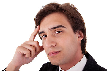 Image showing Young Business Man thinking