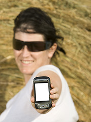 Image showing young woman communication technology