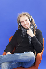 Image showing Man listens to music