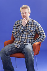 Image showing Man Thinking On A Chair