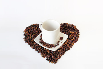 Image showing coffee mug of coffee and heart