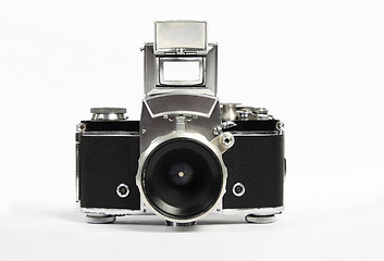 Image showing retro old vintage analog photo camera on white