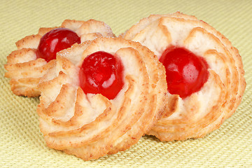 Image showing Almond pastries with cherries