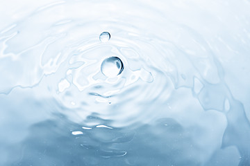 Image showing Droplets flying over water