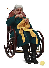 Image showing Old woman knitting