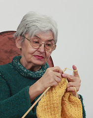 Image showing Old woman knitting