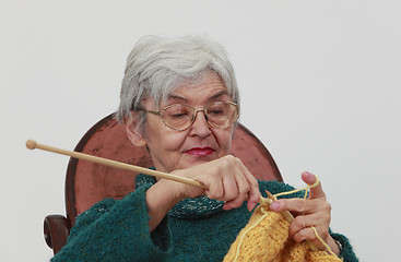 Image showing Old woman knitting