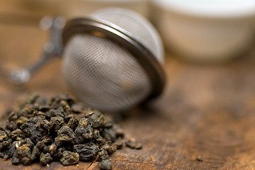 Image showing green chinese tea set