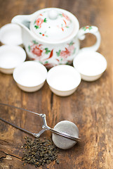 Image showing green chinese tea set