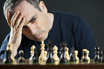 Image showing Man at chess board