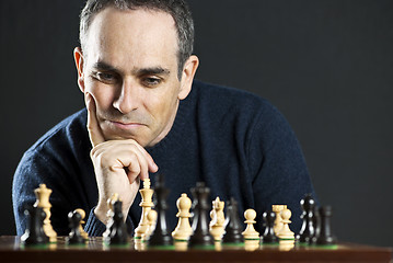 Image showing Man at chess board