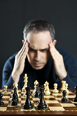 Image showing Man at chess board