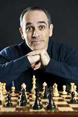 Image showing Man at chess board