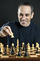 Image showing Man playing chess