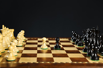 Image showing Chess pieces on board