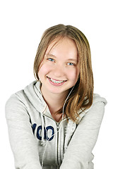 Image showing Teenage girl with earphones