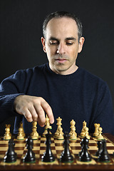 Image showing Man playing chess