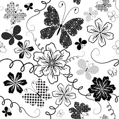 Image showing White seamless floral pattern