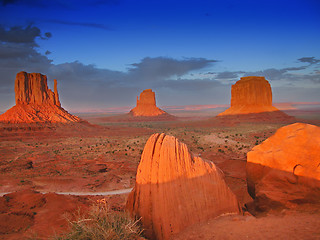 Image showing Sunset in Monument Valley, U.S.A., August 2004