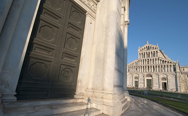 Image showing Light snow in Piazza dei Miracoli, Pisa, Italy