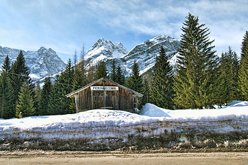 Image showing Snow on the Dolomites Mountains, Italy