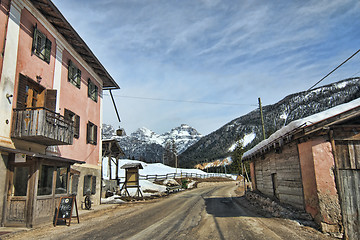 Image showing Snow on the Dolomites Mountains, Italy