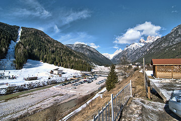 Image showing Snow on the Dolomites Mountains, Italy