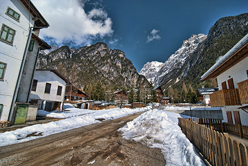 Image showing Snow on the Dolomites Mountains, Italy