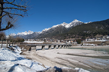 Image showing Snow on the Dolomites Mountains, Italy