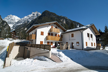 Image showing Snow on the Dolomites Mountains, Italy