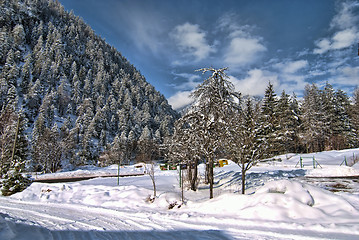 Image showing Snow on the Dolomites Mountains, Italy