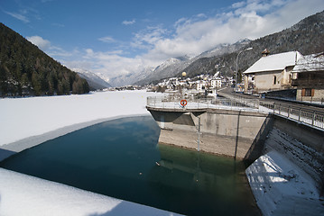 Image showing Snow on the Dolomites Mountains, Italy