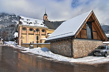 Image showing Snow on the Dolomites Mountains, Italy