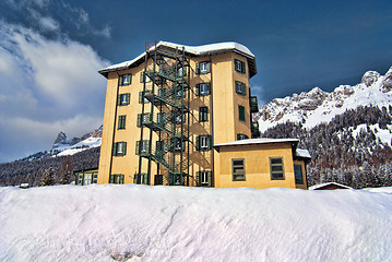 Image showing Snow on the Dolomites Mountains, Italy