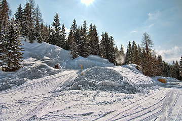 Image showing Snow on the Dolomites Mountains, Italy