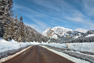 Image showing Snow on the Dolomites Mountains, Italy