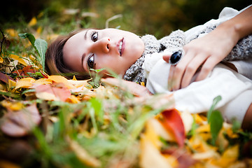 Image showing Beautiful autumn woman