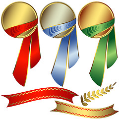 Image showing Collection awards with ribbons 