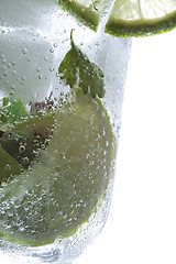 Image showing Fragment of mojito cocktail glass