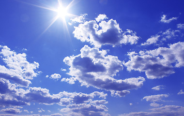 Image showing The shining sun on the blue sky