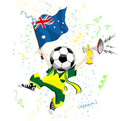 Image showing Australia Soccer Fan with Ball Head
